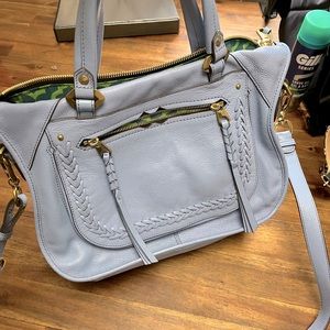 Baby blue leather Oryany handbag. Braided leather details, perfect condition